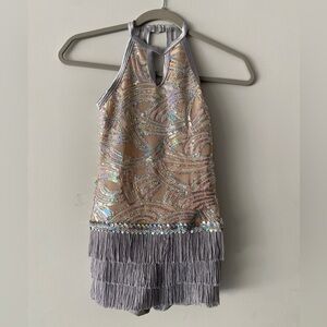 Weissman Big Girls Don’t Cry Halter Dress with Fringe Skirt Dance Costume